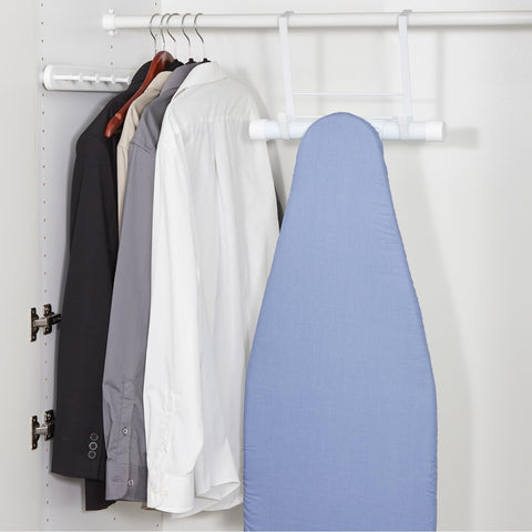 Home Basics door-mount ironing board holder attached to a standard door