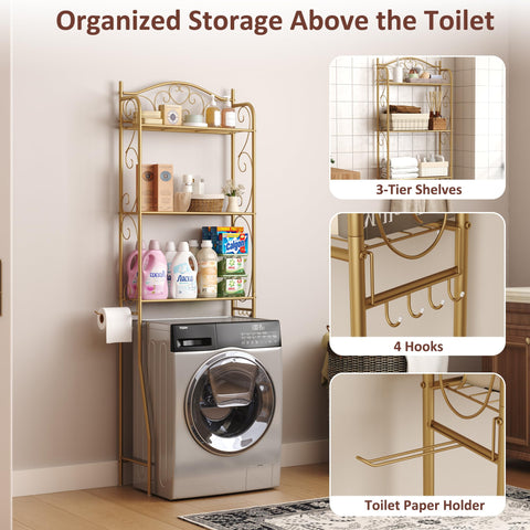 HOME BI 3 tier bathroom organizer on toilet clutter free spaces