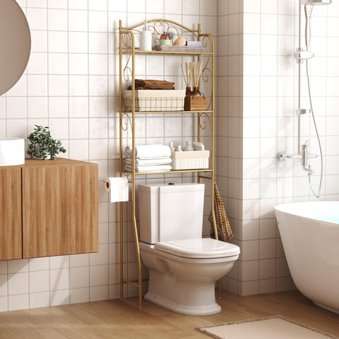 HOME BI over-toilet shelf side with hooks extra towel storage