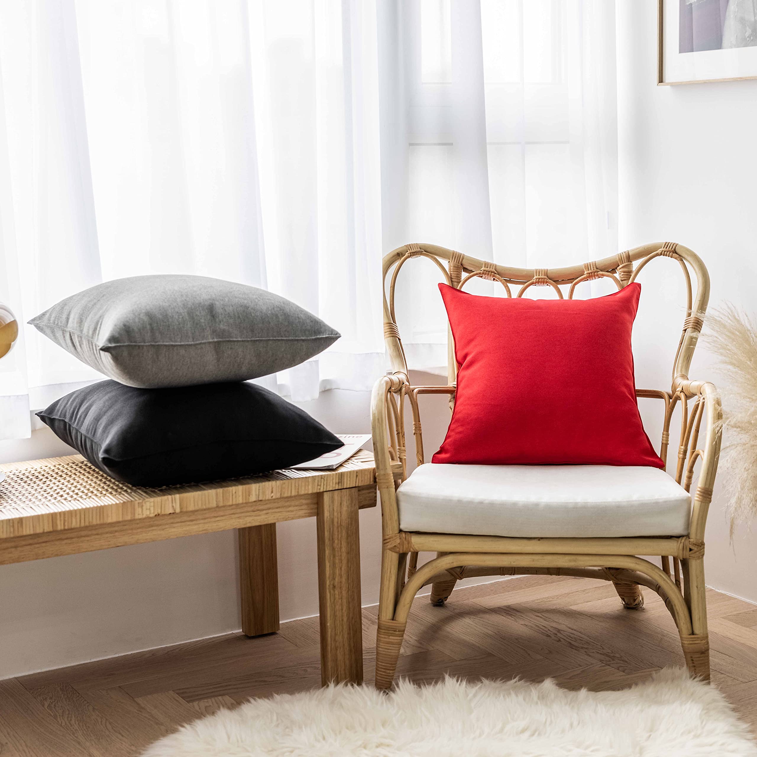 Four-pack, 16x16 red pillow covers ideal for seasonal refresh.