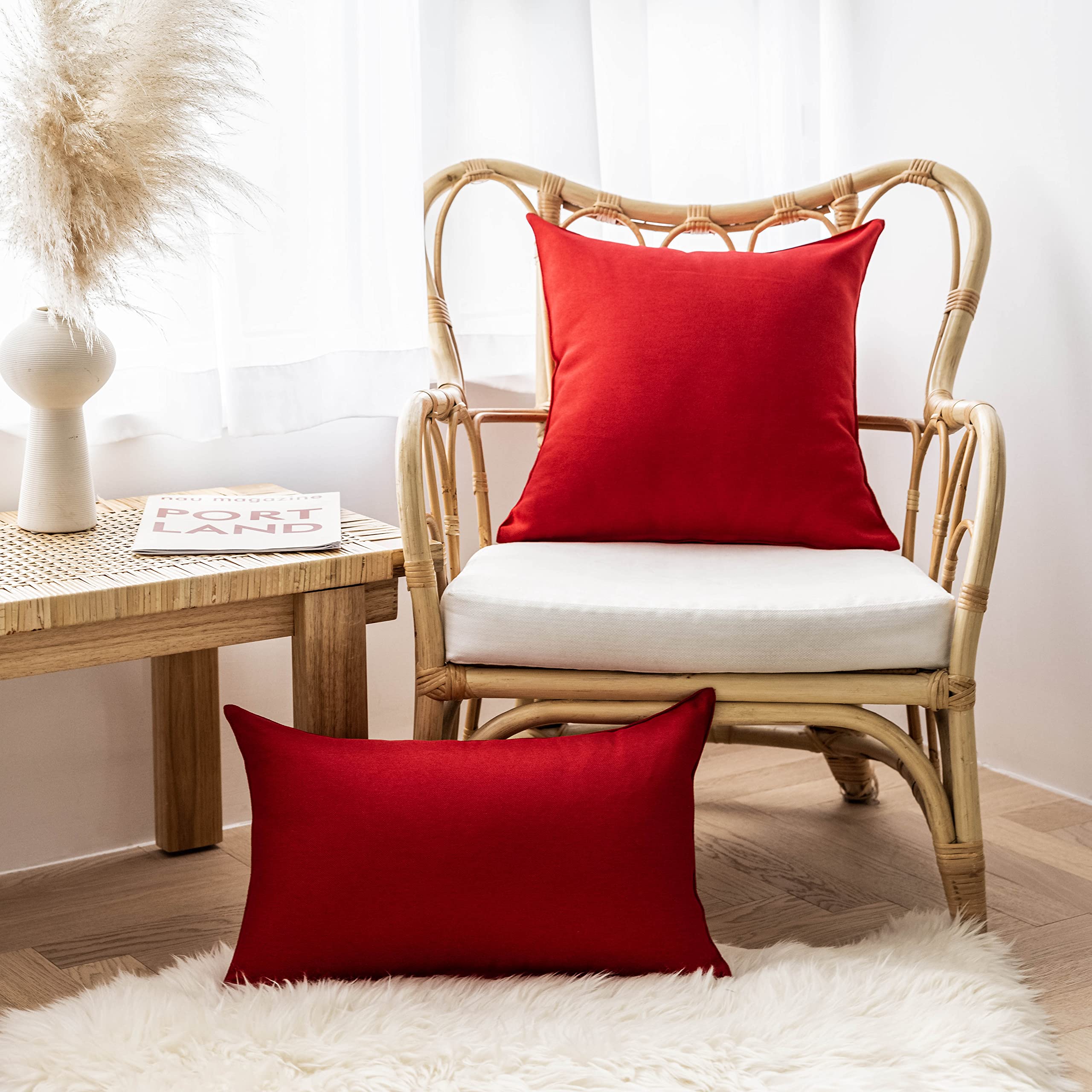 Home Brilliant outdoor red pillow cover suited for living rooms, tents, and gatherings.