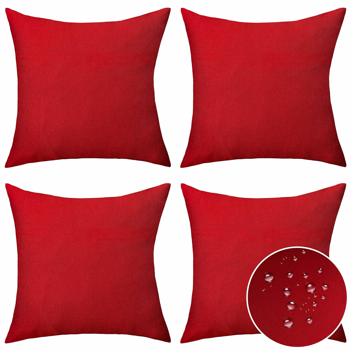 Home Brilliant outdoor pillow cover in red, 16x16 inches, waterproof for patio seating.