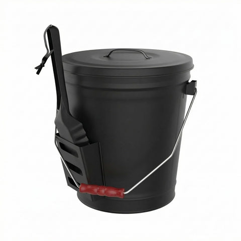 Home-Complete ash bucket with lid and shovel for tidy hearth cleanup