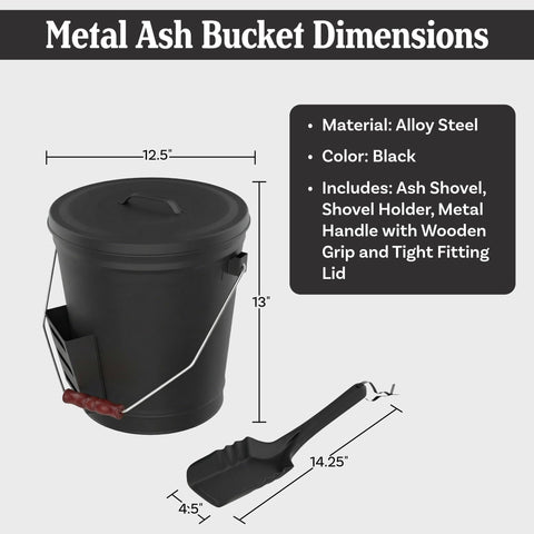 Home-Complete ash bucket shovel pocket keeps tools handy
