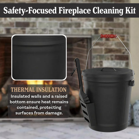 Home-Complete ash bucket with thermal insulation reduces heat transfer