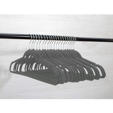 Home Expressions premium 21-inch-wide velvet hanger side shot demonstrates strong support for bulky garments.