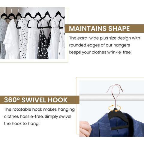 Home Expressions organized closet with uniform velvet hangers saving space and tidiness.