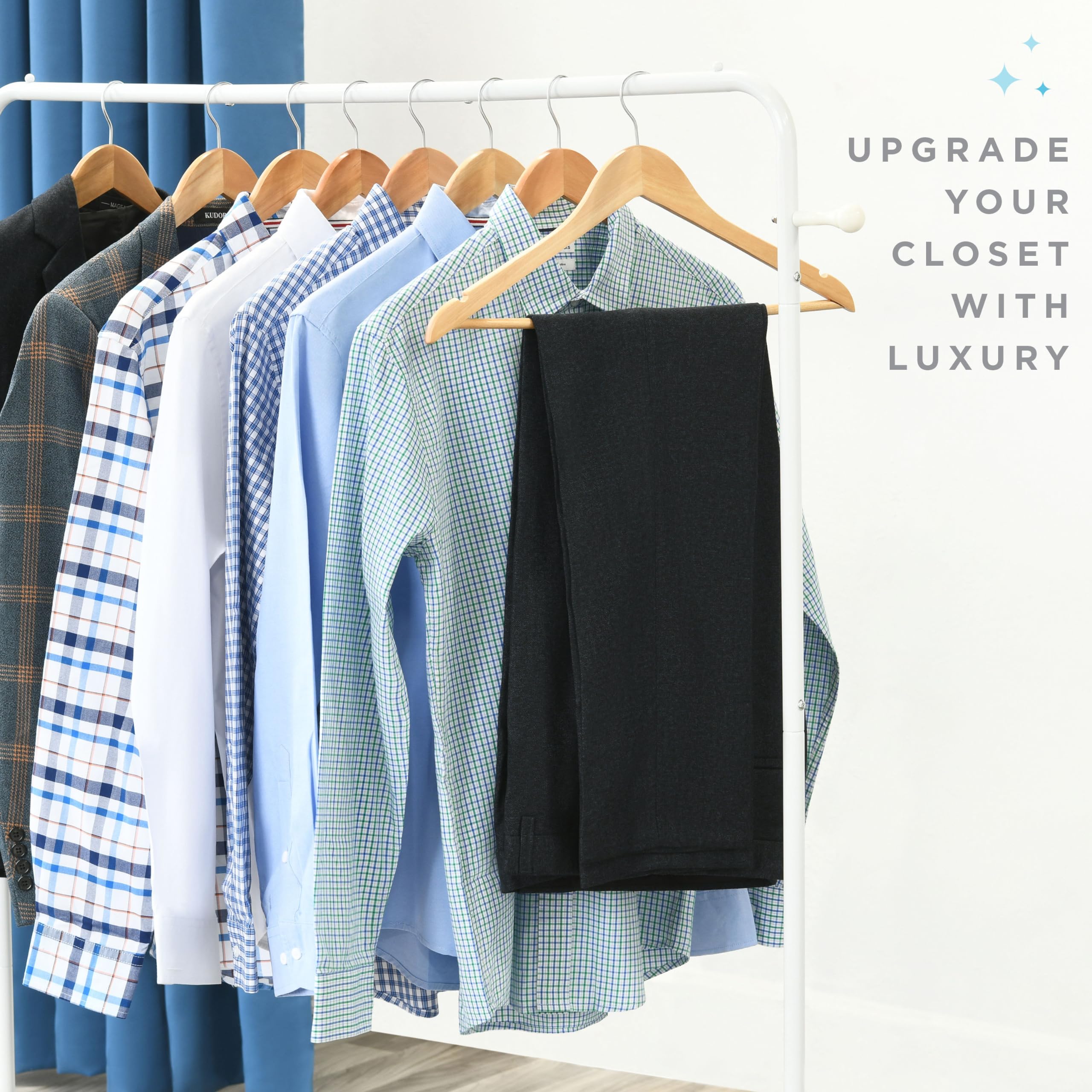 Home It 17.4 inch wide solid wood hangers for various garments