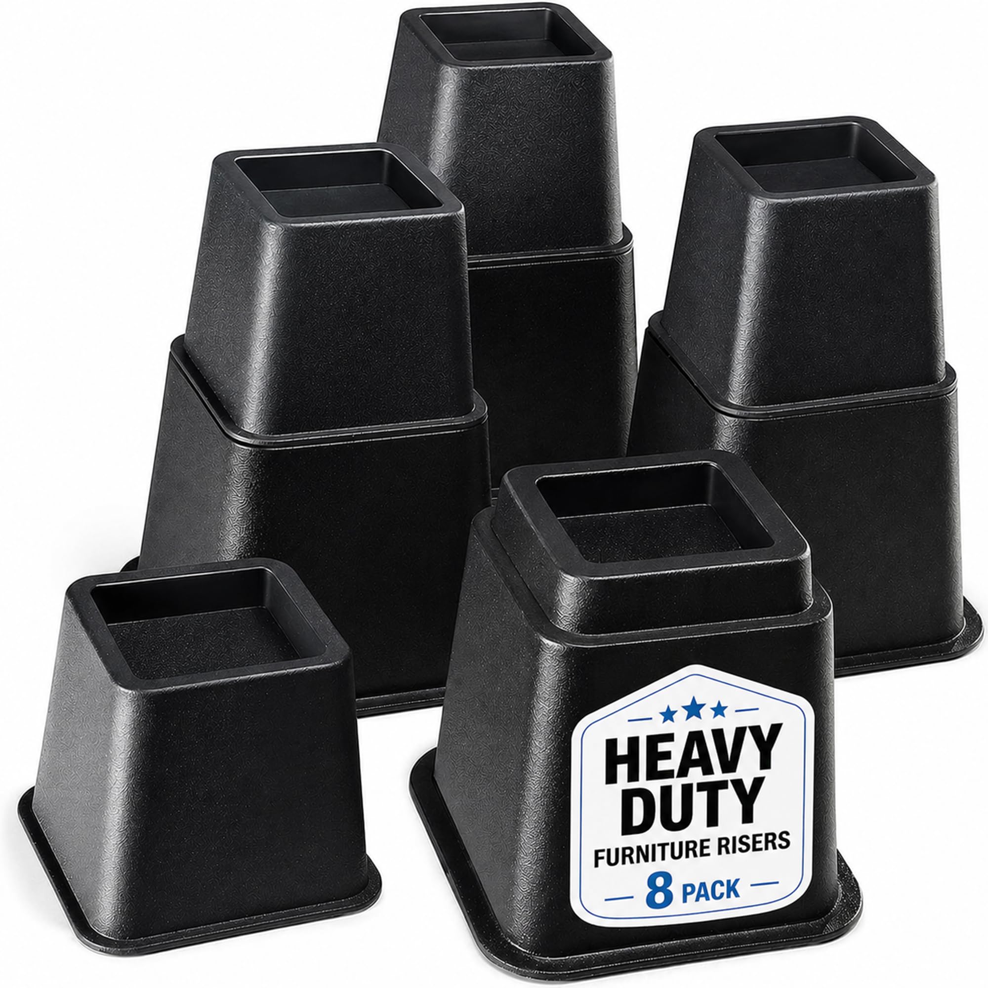 HOME IT bed risers 3-inch height elevating bed for extra storage.