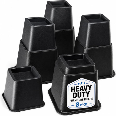 HOME IT bed risers 3-inch height elevating bed for extra storage.