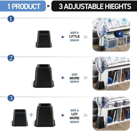 HOME IT 8-inch stackable risers offer flexible height up to 8 inches.