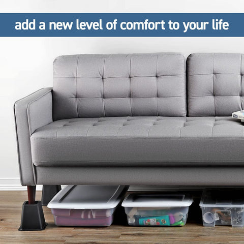 HOME IT heavy-duty risers with 1300 lbs capacity support sturdy furniture.