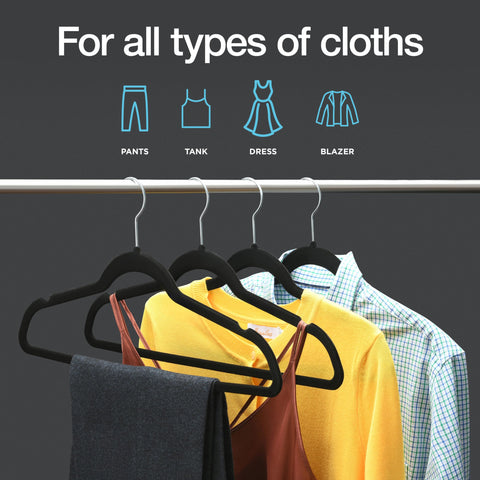 HOME IT hangers feature non-slip velvet shoulders for crease prevention.