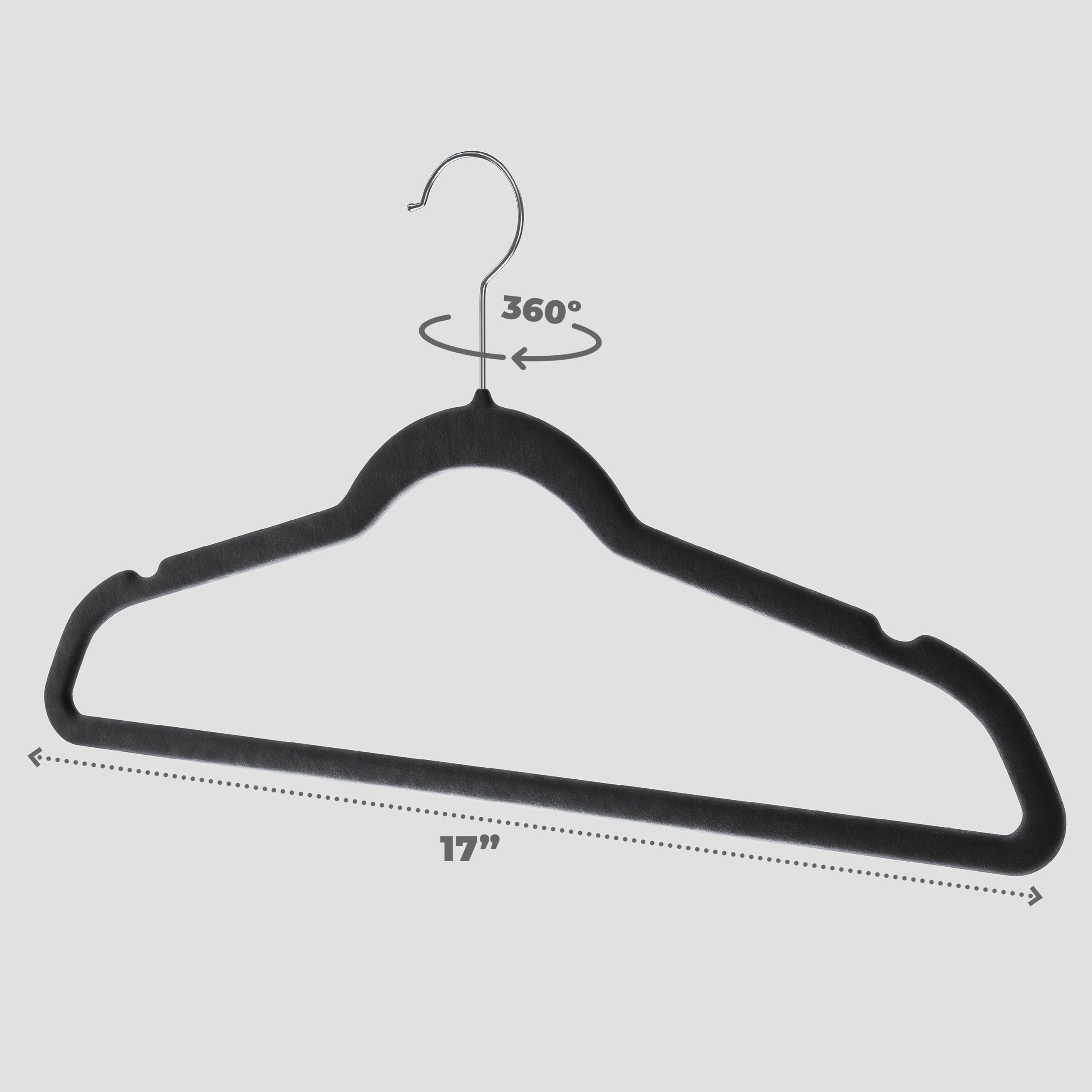 HOME IT hangers with notched shoulders help garments stay in place.