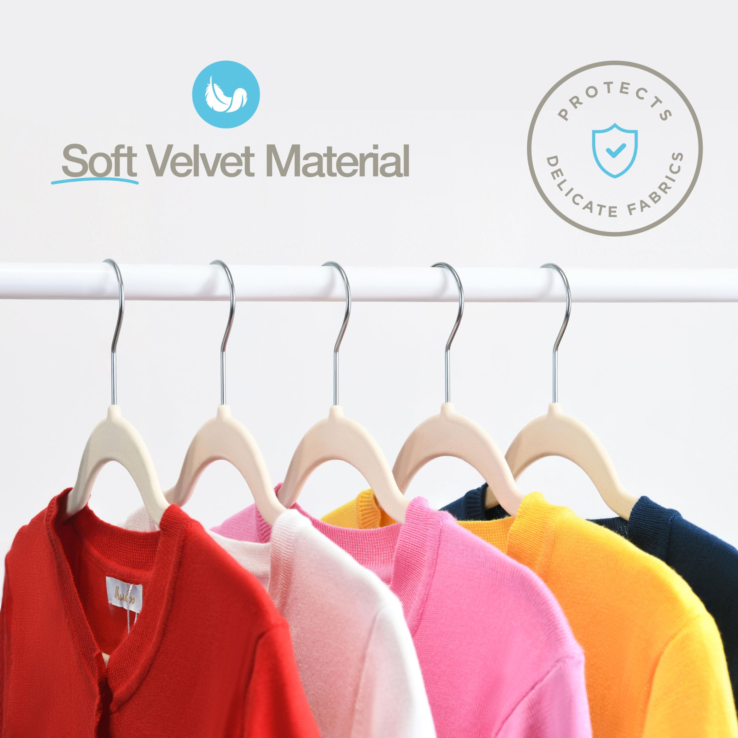 Home-it ivory velvet hangers create a clean, cohesive closet appearance