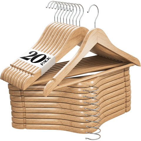 Home It premium wooden hangers with chrome swivel hooks for sturdy, wrinkle-free storage