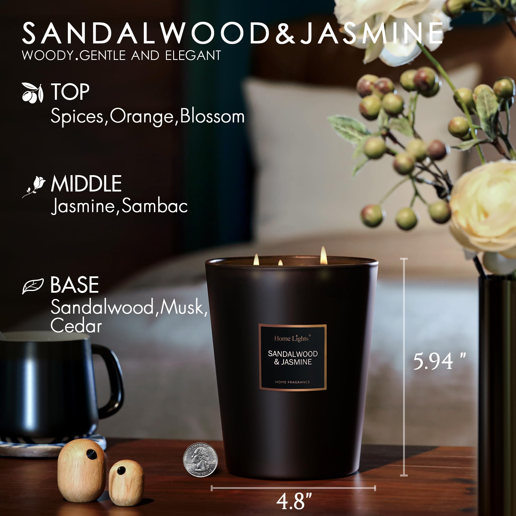 Home Lights candle showing long 130-hour burn time for extended fragrance