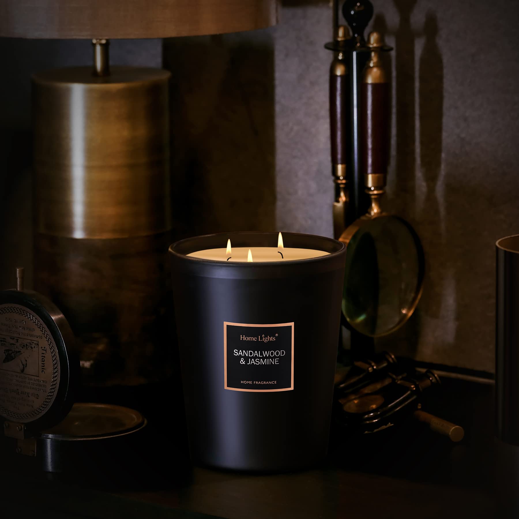 Home Lights candle placed on kitchen counter adding inviting aroma