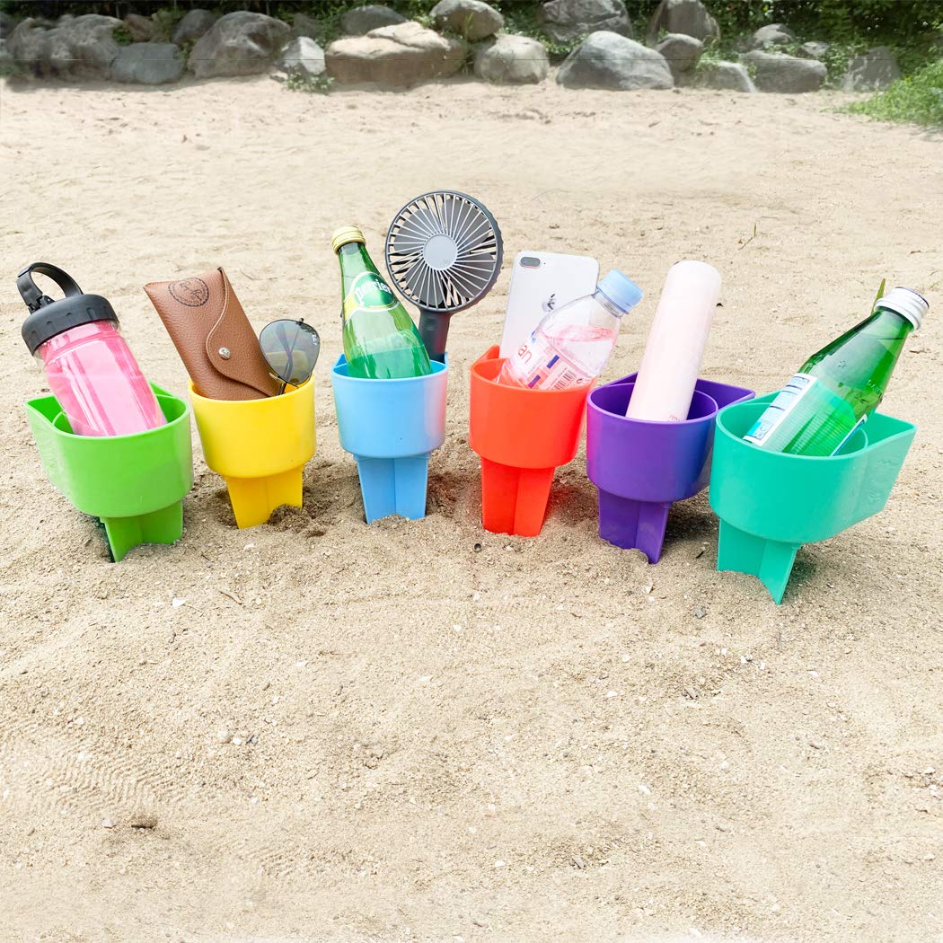 Home Queen Beach Cup Holder blue shows secure beach drink support and easy visibility