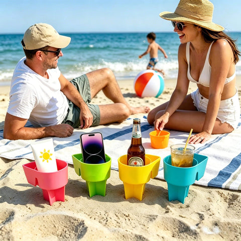 Home Queen Beach Cup Holder orange brightens the beach and marks your spot