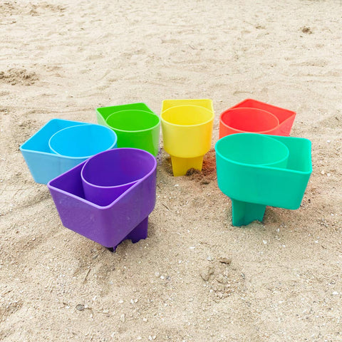 Home Queen Beach Cup Holder yellow stands out in crowded shoreline settings