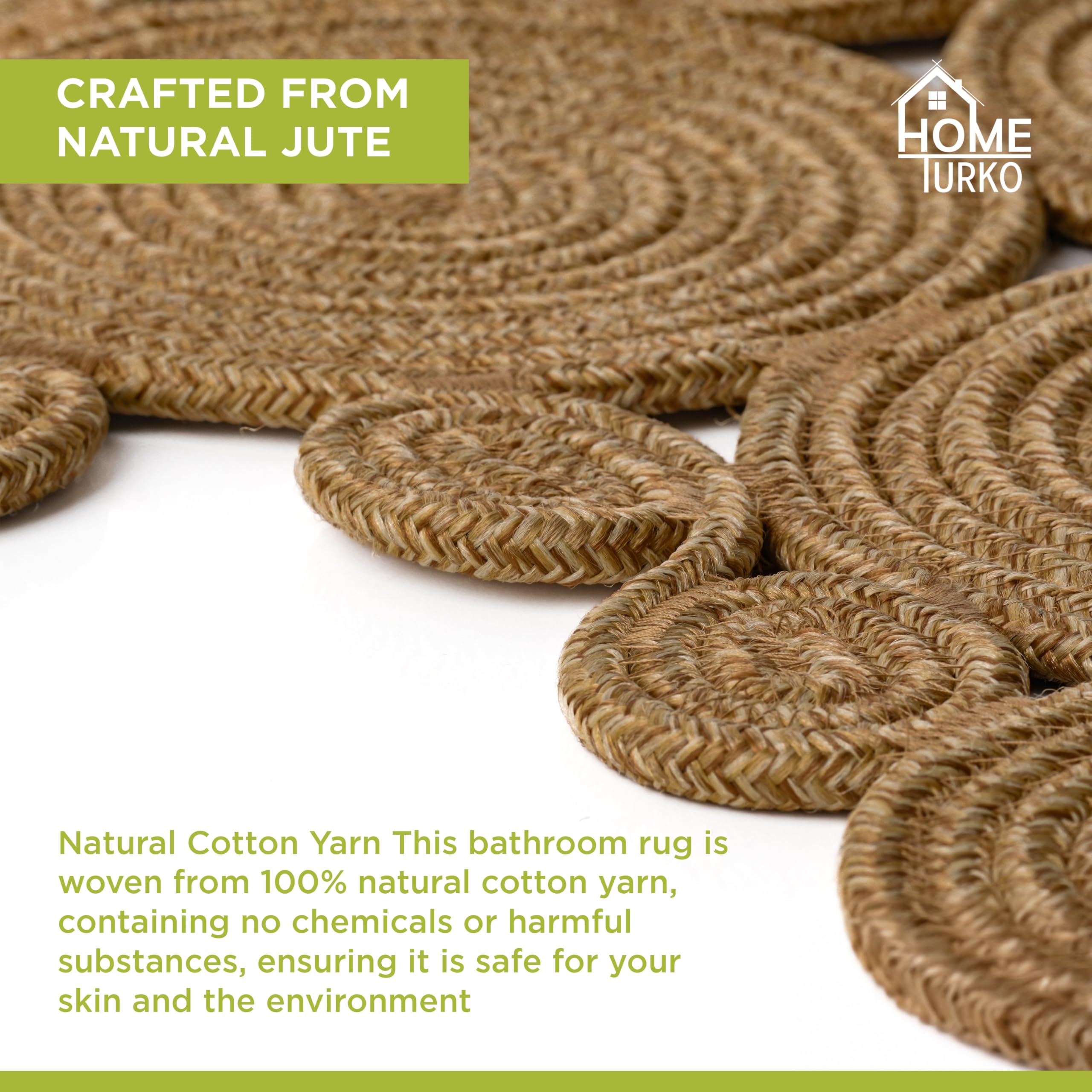 Home Turko Boho Jute Bath Mat demonstrates fast moisture absorption after shower