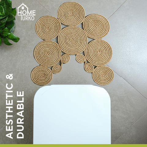 Close-up of Home Turko Boho Jute Bath Mat double-sided weave showing texture and durability