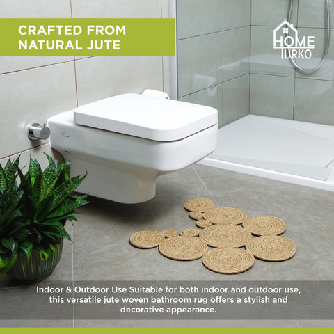 Home Turko Boho Jute Bath Mat traps dust and dirt for a cleaner bathroom