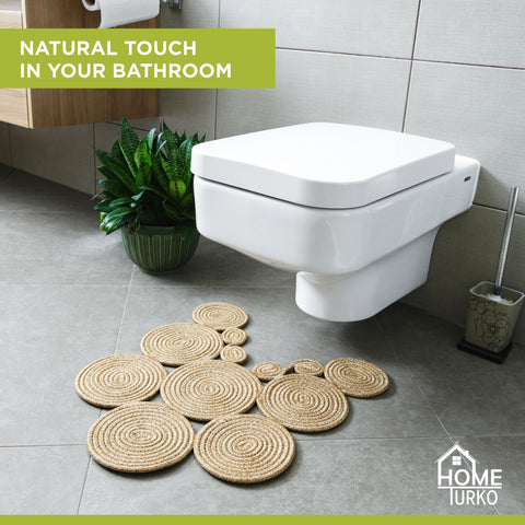 Home Turko Boho Jute Bath Mat is hand-washable for easy cleaning