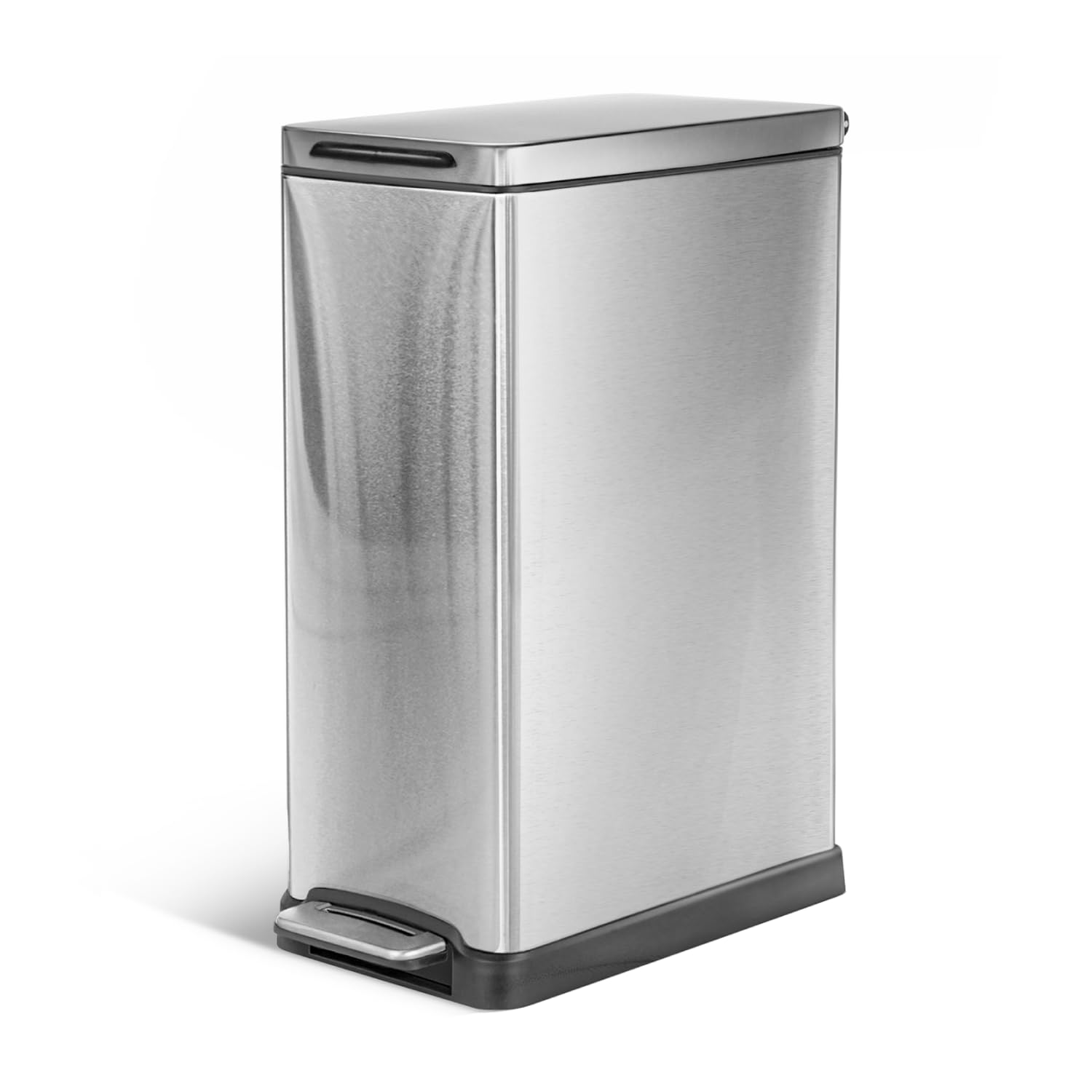 Home Zone Living 12 Gallon slim trash can front view, space-saving design for compact kitchens.