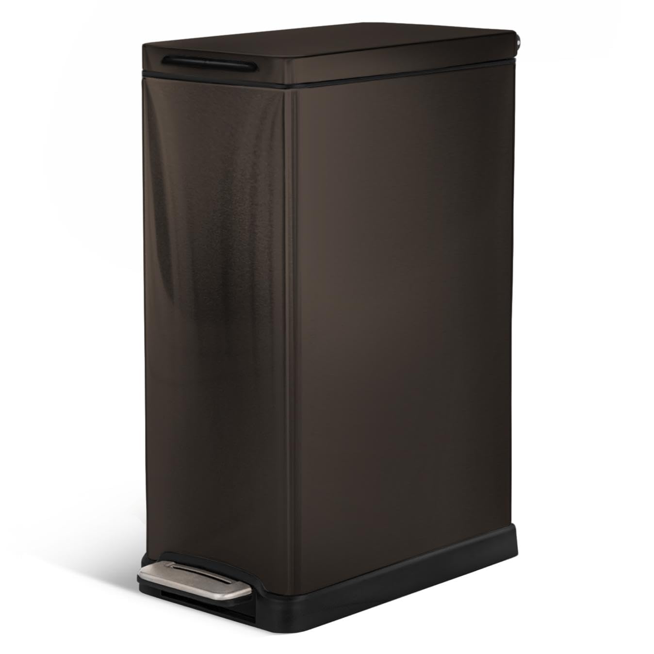 Home Zone Living 12 Gal slim trash can with soft-close lid for quiet operation.