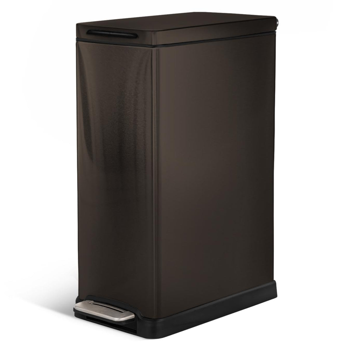 Home Zone Living 12 Gal slim trash can with soft-close lid for quiet operation.