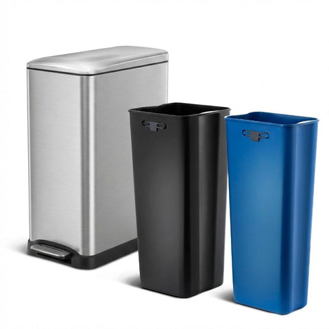 Home Zone Living 13-gallon slim dual-compartment bin for organized kitchen waste.