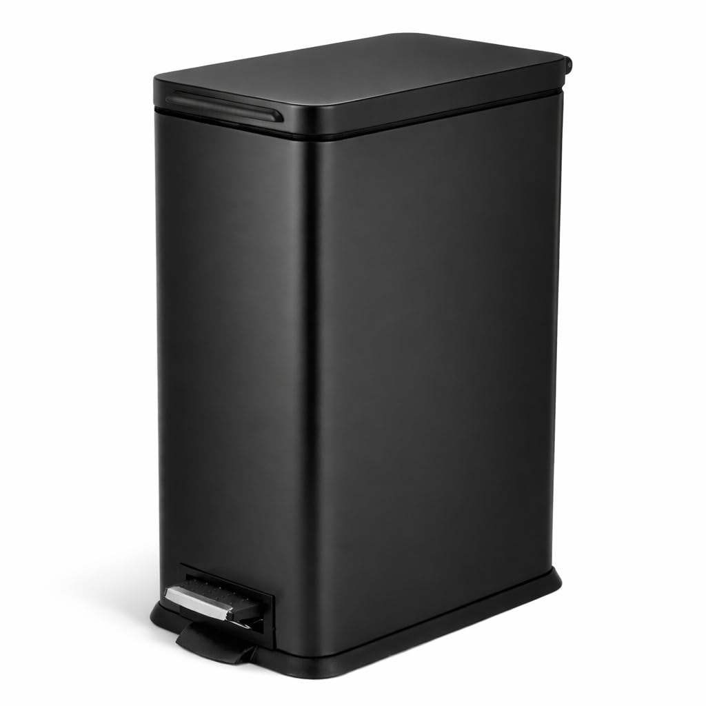 Home Zone Living 4 gallon trash can with soft-close lid for quiet disposal