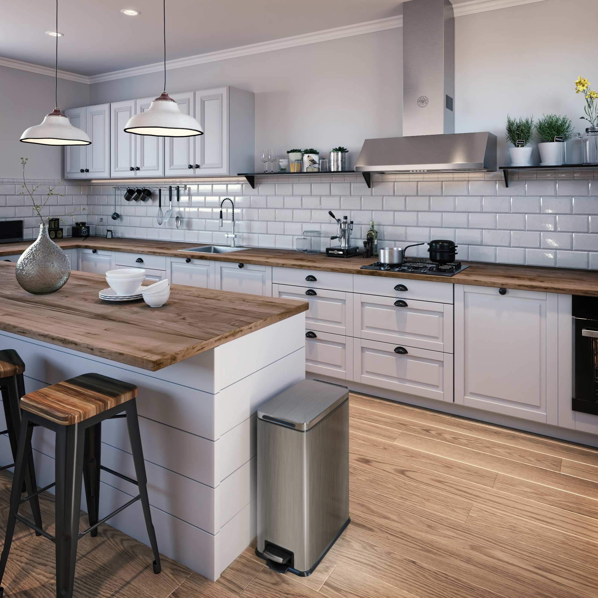 Home Zone Living slim trash can with pedal for hands-free waste disposal