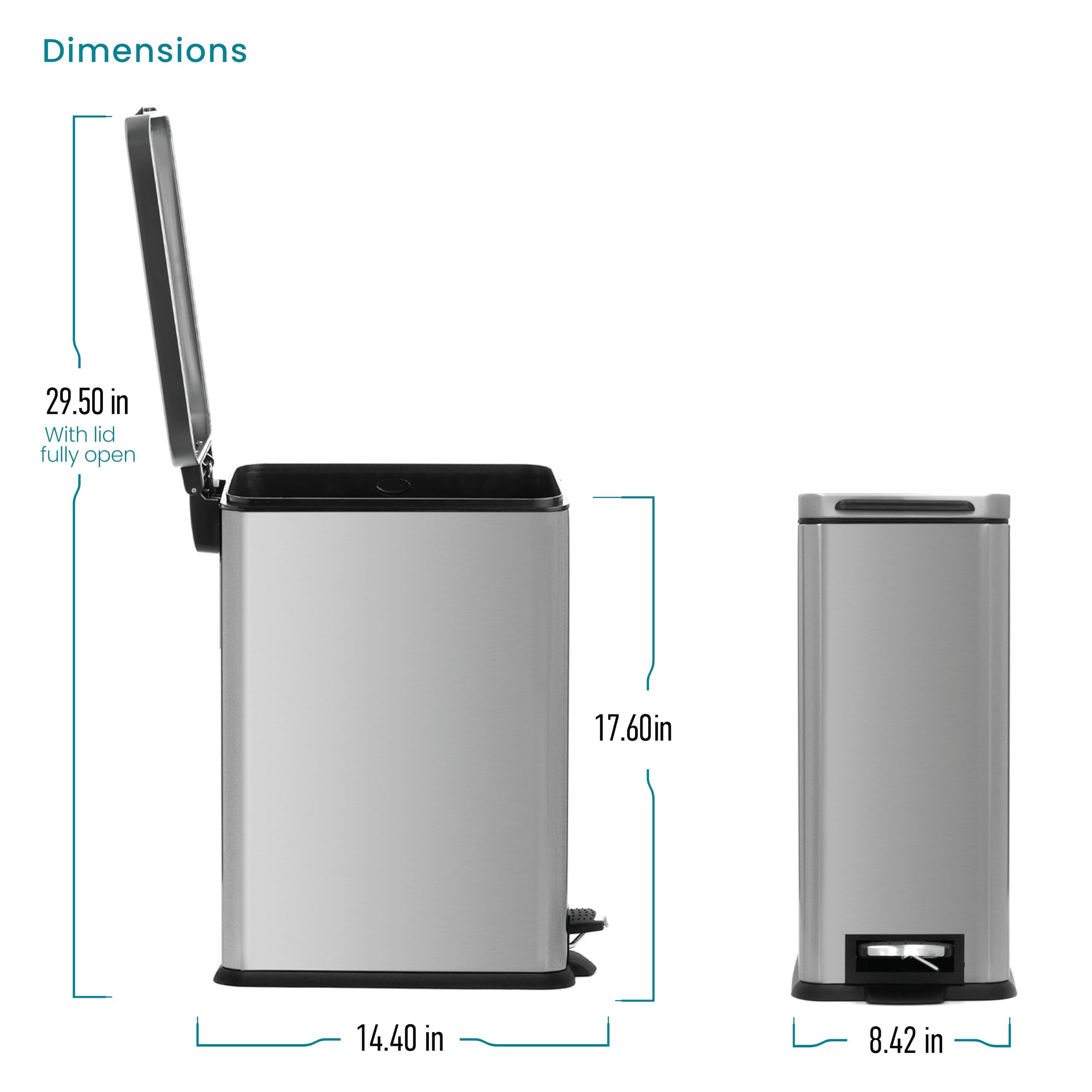 Built-in bag band helps secure liners during use.