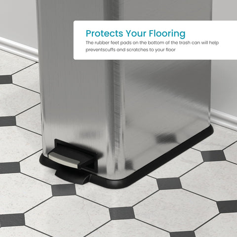 Fingerprint resistant surface keeps the can looking clean in busy kitchens.