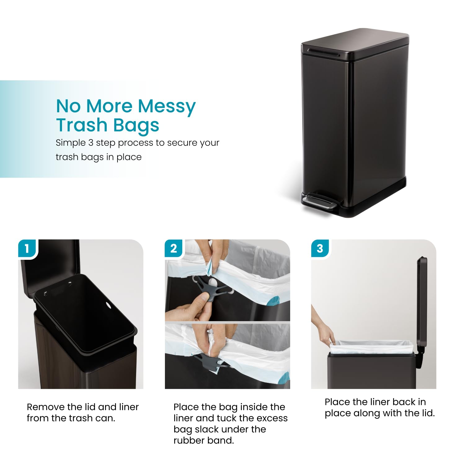 Home Zone Living matte black finish resists fingerprints for a clean look.