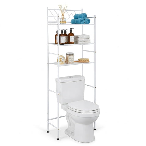 Home Zone Living over-the-toilet storage with 3 tiers for towels and paper within easy reach