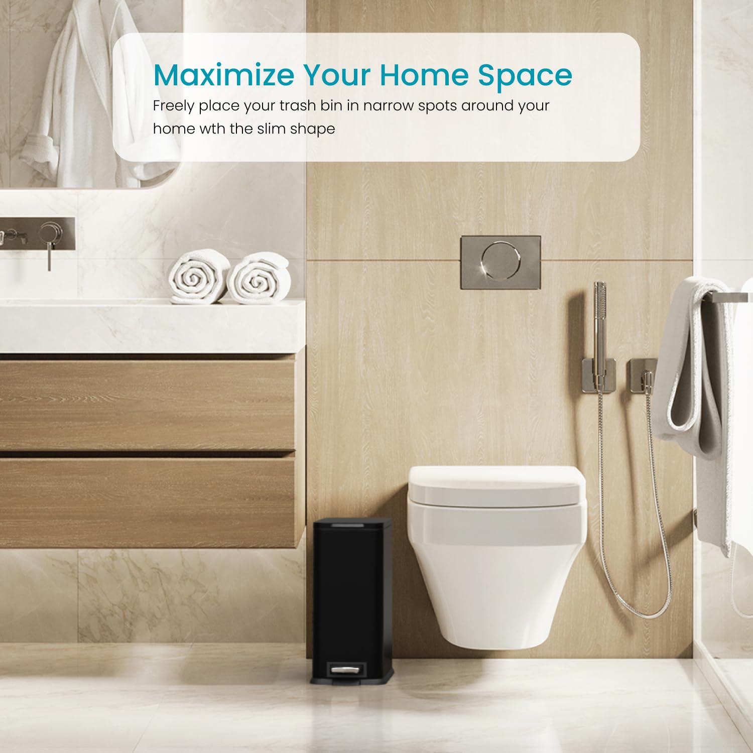 Home Zone Living slim kitchen trash can fits tight spaces without sacrificing capacity