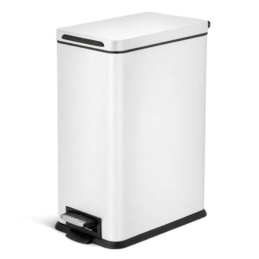 Home Zone Living slim trash can in steel finish for compact kitchens