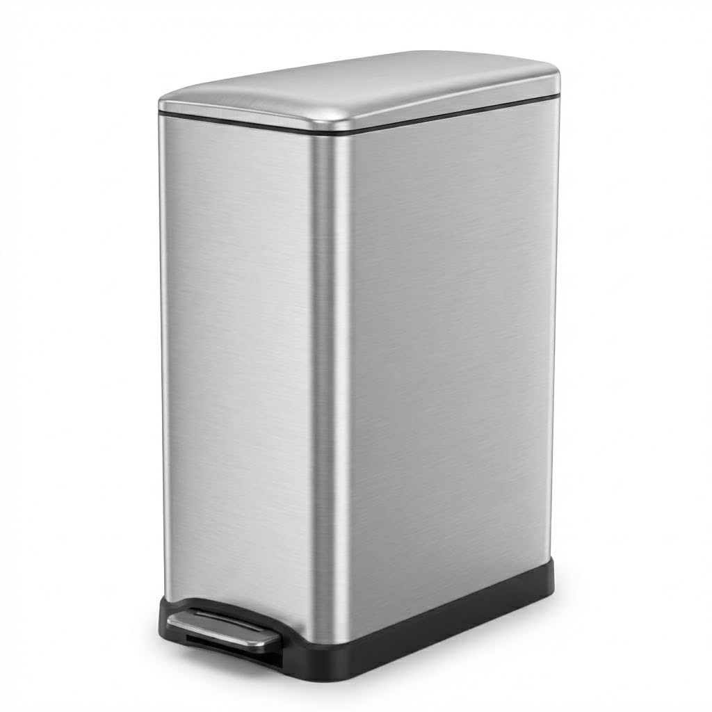 Soft-close lid on Home Zone Living bin reduces kitchen noise.