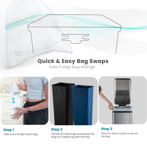 Home Zone Living step pedal enables hands-free lid operation.