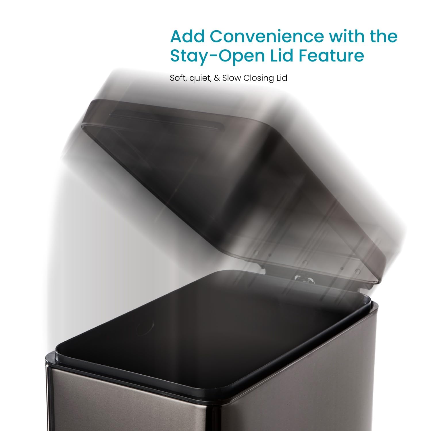 Home Zone Living trash can with bag tuck band keeps liners neat.
