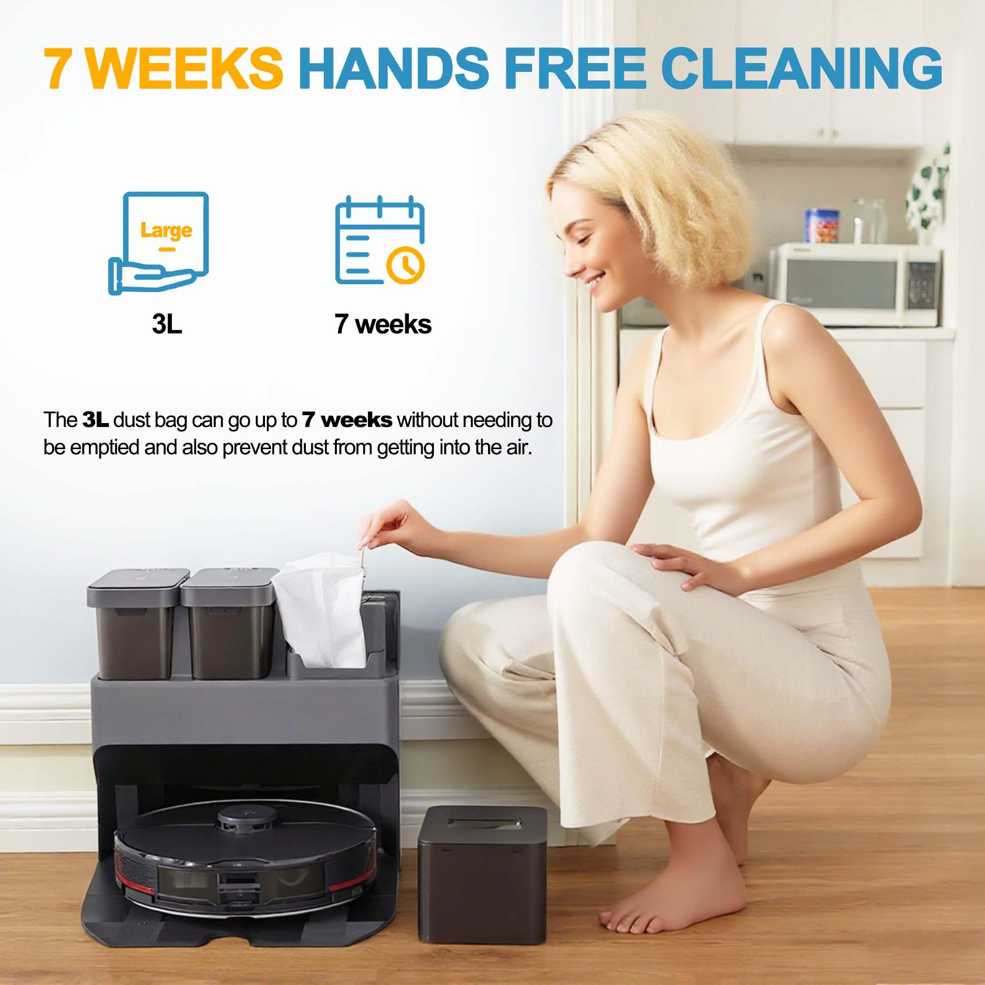 Homeazy dust bag for Robovac Q8 Max emphasizes compatibility with multiple models.