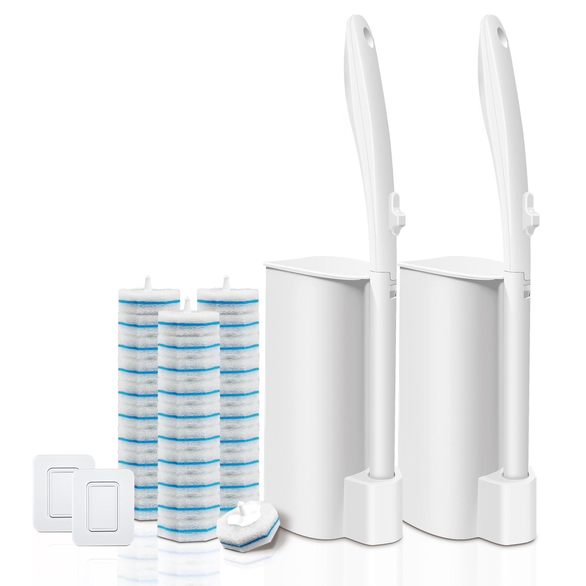 HomeBetter disposable toilet brush with 30 heads enables quick, thorough cleanings.