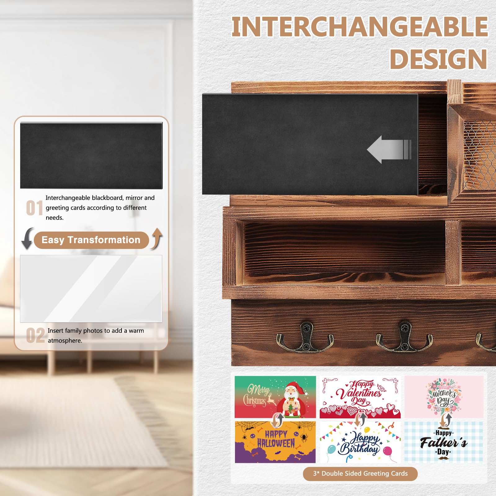 Homebros eight-hook entry organizer keeps keys and accessories organized.