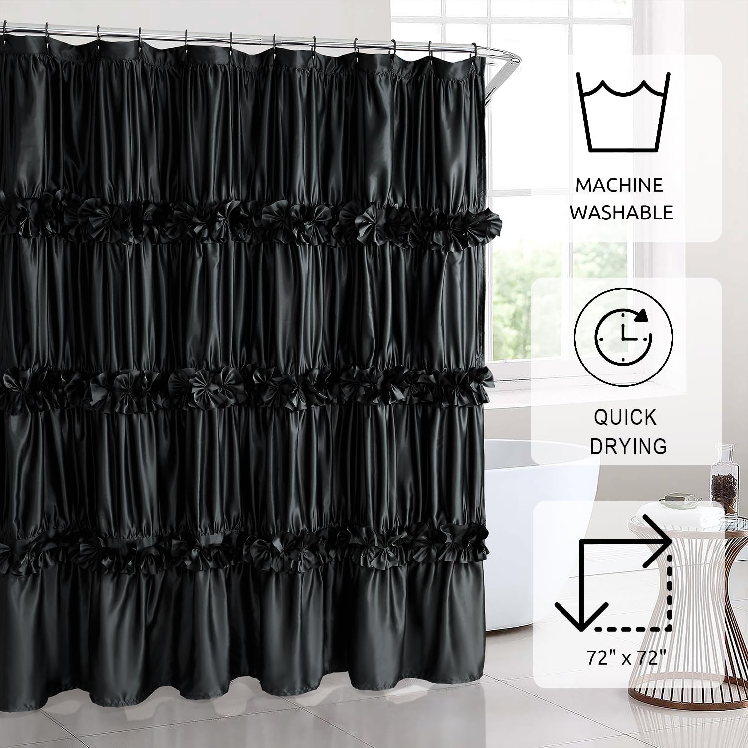 Homechoice Decor 72x72 curtain fits most baths with balanced coverage.