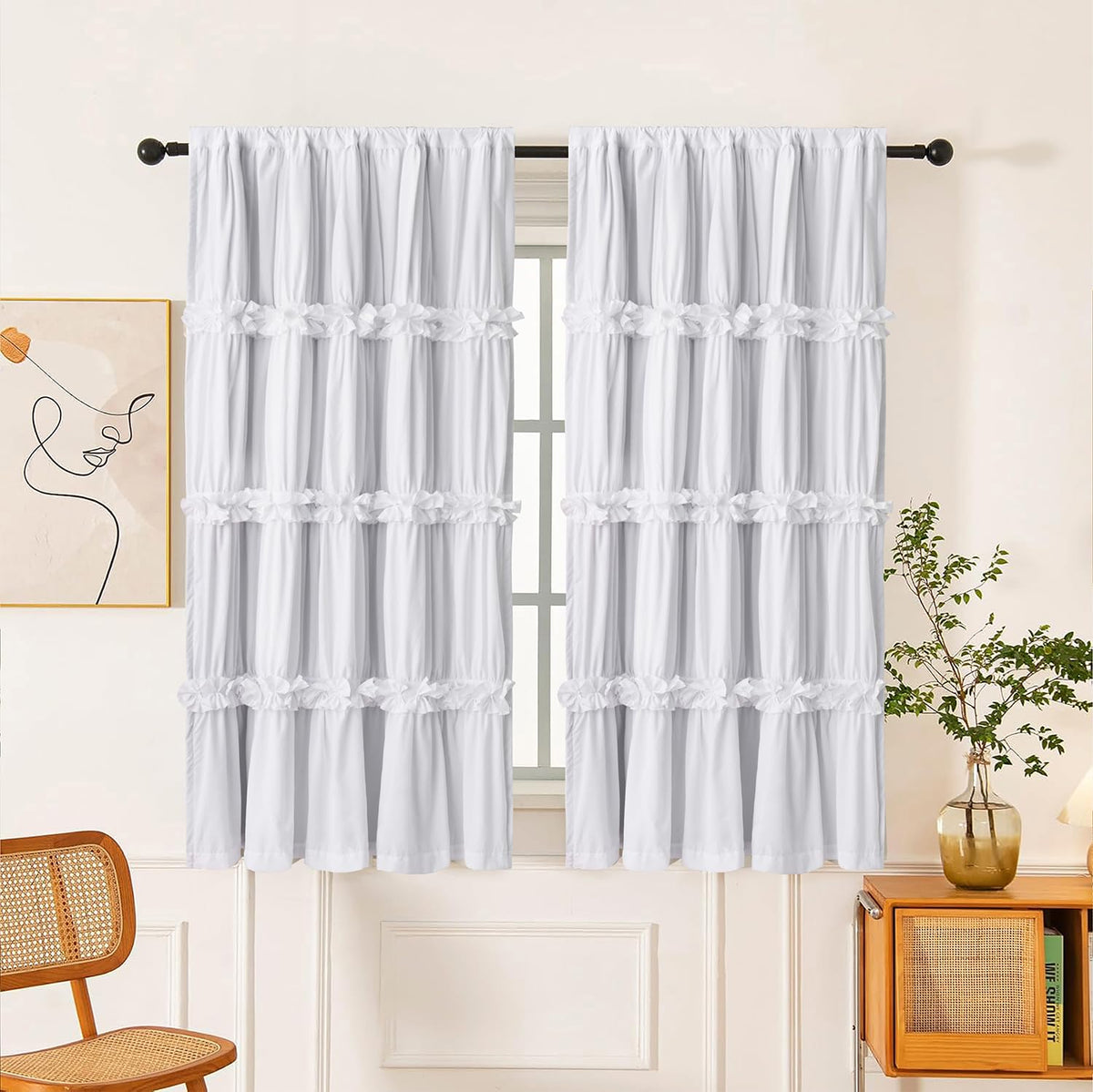 Homechoice Decor butterfly flowers ruched panel adds elegant light control