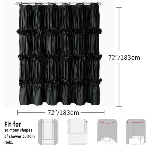 Homechoice Decor opaque privacy curtain keeps water off floors during showers.
